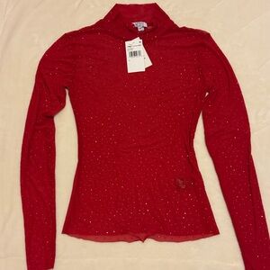 Rhinestone Sheer Long Sleeve Top AFRM